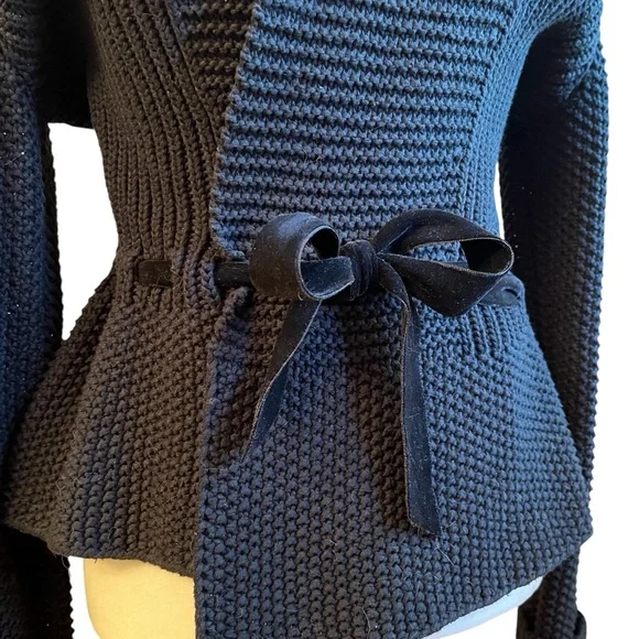 NEW LRL Ralph Lauren Chunky Belted Peplum Shawl Cardigan Sweater Jacket S NWOT - Picture 10 of 16